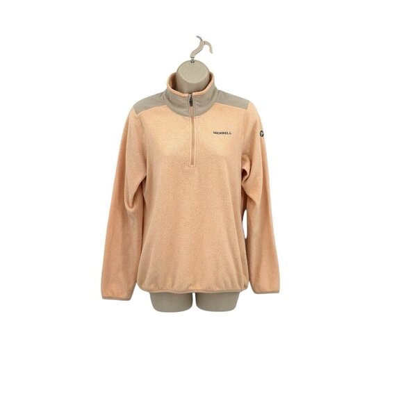 Merrell Womens Terrain Fleece 1/4 Zip Fleece Pullover Size Small Top Peach Gray - Picture 14 of 16